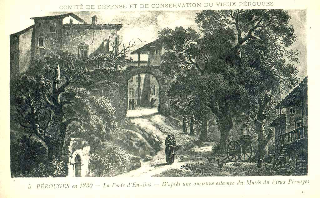 La Porte d'En Bas - D'apr&egrave;s une ancienne estampe du Mus&eacute;e du Vieux P&eacute;rouges.